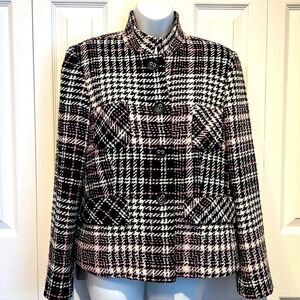 Oppio Wool Blend Tweed Blazer Jacket Size 12 US Made In Italy‎